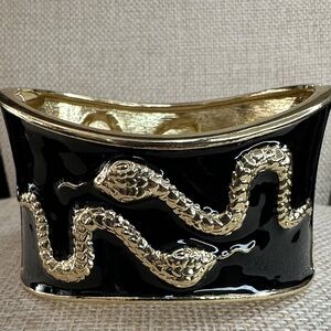 Gold and Black Enamel Snake Design Clamper